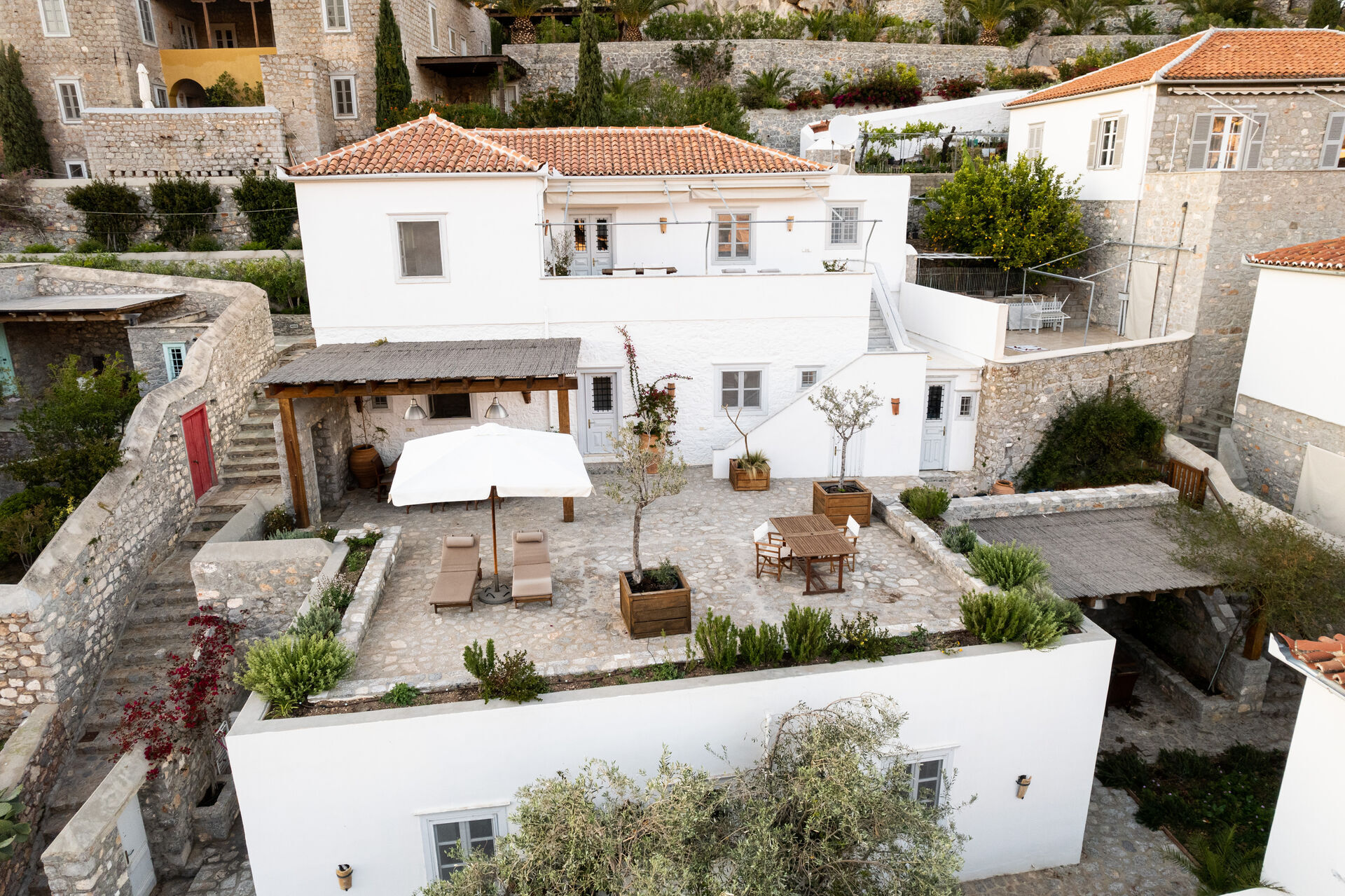 Aerial view of Villa Alethea courtyard